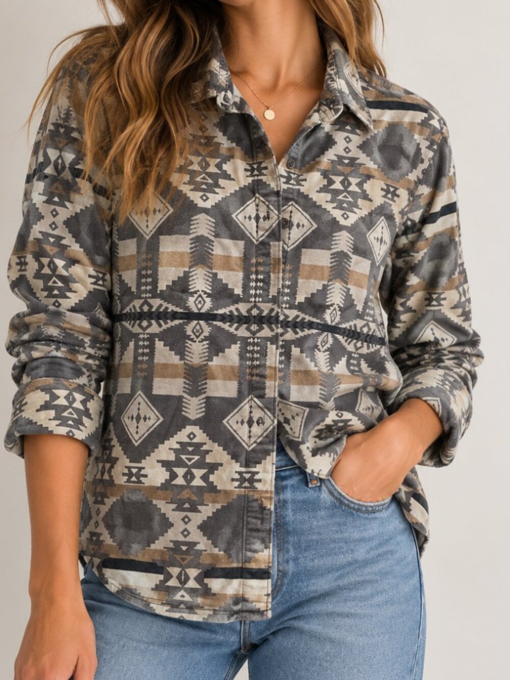 Woolrich Southwestern Geometric Button Down Shirt XS
